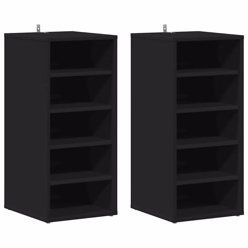 Berkfield Home Set of 2 Black Wall Mounted Modern Shoe Cabinets, W/D/H: 31.5 x 35 x 70 cm – 3