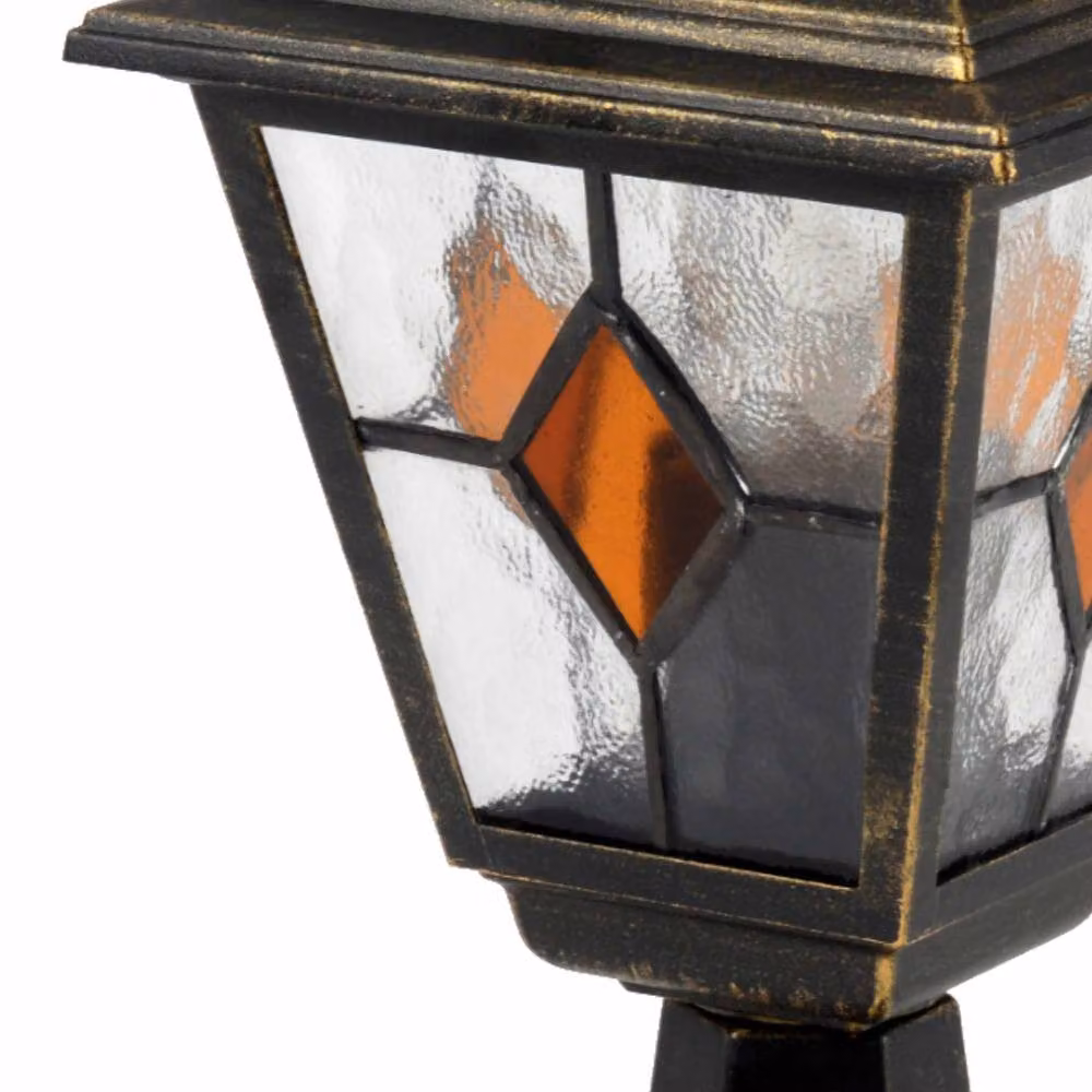 First Choice Lighting Traditional Black and Brushed Gold Outdoor Lantern Pedestal Post Light – 2
