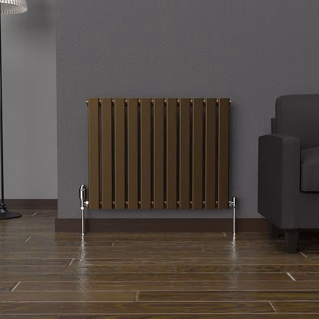 Lux Heat Flat Horizontal Steel Radiator in Gold or Bronze, W: 77 cm, H: 60 cm