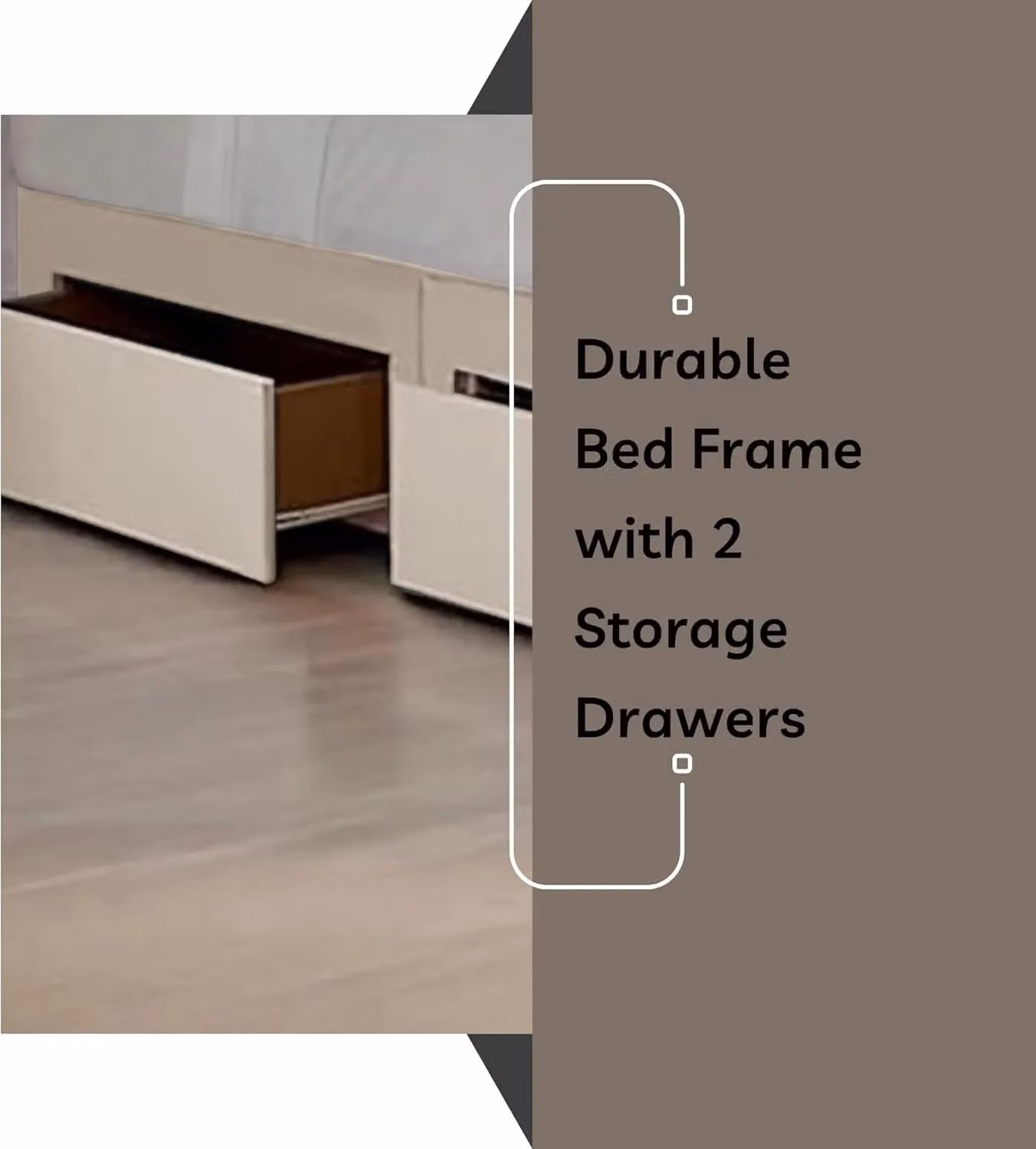 Bed Time UK Plush Divan Bed with Hybrid Mattress, 2 Drawers and 20 inch Chesterfield Headboard in Beige, W/D/H: 90 x 200 cm – 2
