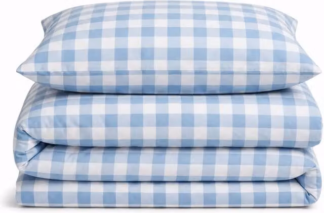 Sweet Dreams Wyndham Blue Gingham Check Duvet Cover and Pillowcase Set, W/D/H: 180 x 200 cm