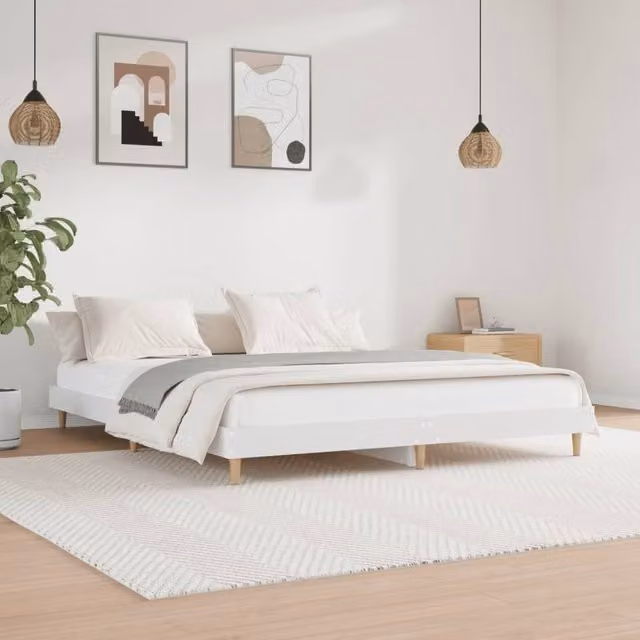 Berkfield Home White Engineered Wood Bed Frame 200 x 200 cm