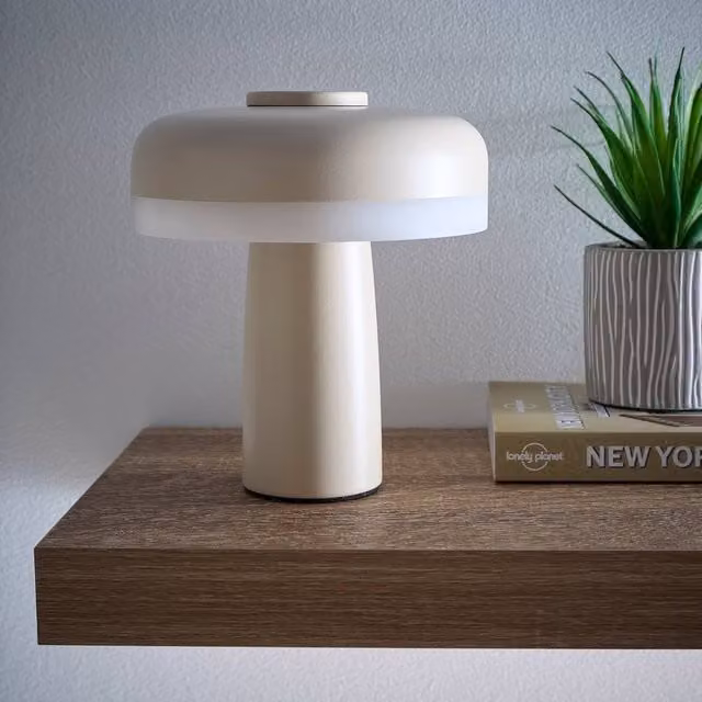 K LIVING Lyon Rechargeable Dimmable LED Table Lamp in Beige