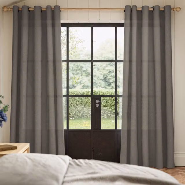 ANTE DECOR Aura No Joins Light Filtering Made To Measure Eyelet Curtains in Clay Grey