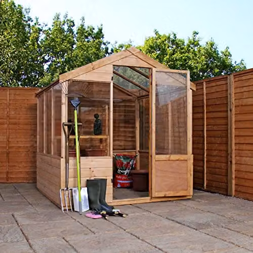 Mercia Budget Gable Greenhouse in Brown with Plastic Covering