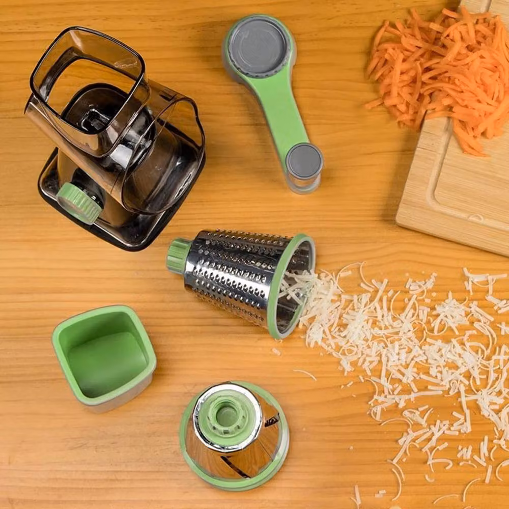 KORVIXA 3 in 1 Rotary Cheese Grater and Shredder with Multiple Blades, Green, W/D/H: 100 x 100 x 100 cm – 4