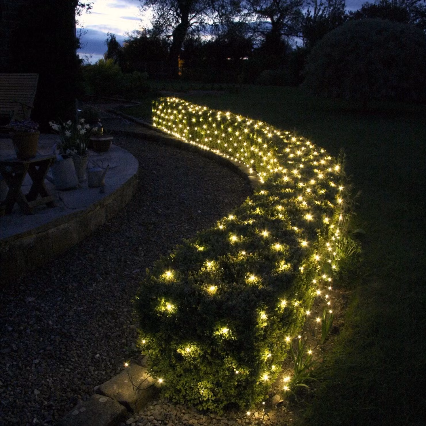 Core Connect Warm White Connectable Net Lights with Green Cable, W: 8 m, H: 2 m