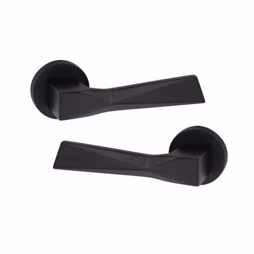 Golden Grace Aura Bathroom Door Handle Set with Latch and Hinges in Matt Black – 2