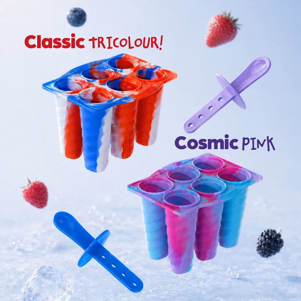 Wicked Gizmos BPA Free Spiral Ice Pop Mould with 6 Sticks in Tricolour – 4