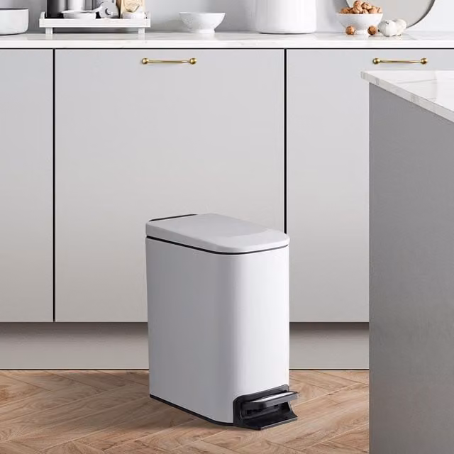 Lifeideas 6L Smudge-Resistant Rubbish Bin with Soft-Close Foot Pedal, Matte White