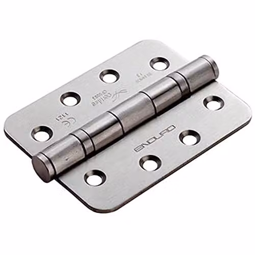 Loops Pair of 13 Ball Bearing Butt Hinges in Satin Stainless Steel, Silver, H 102 x W 76 x D 3 mm
