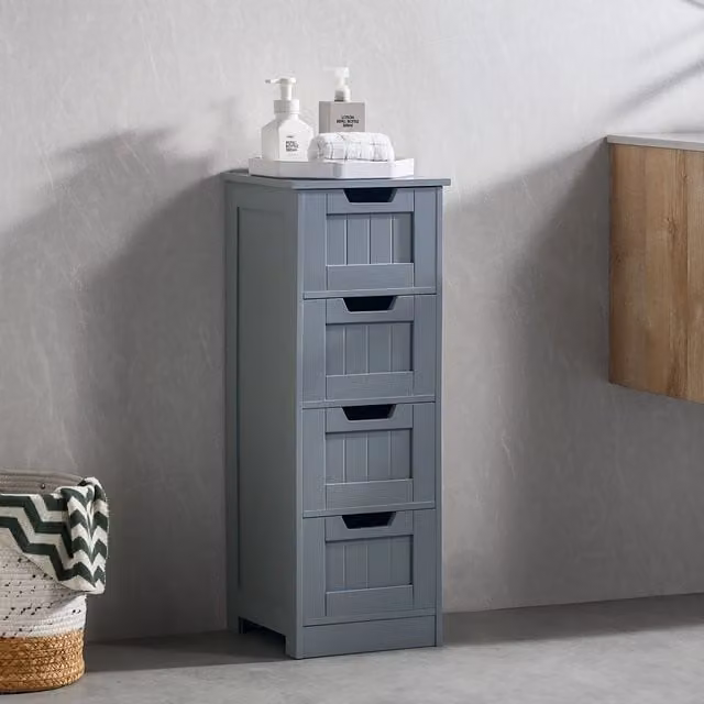 Home Discount Vida Priano 4 Drawer Freestanding Bathroom Storage Unit, Dark Grey, W/D/H: 81 x 30 x 30 cm – 1
