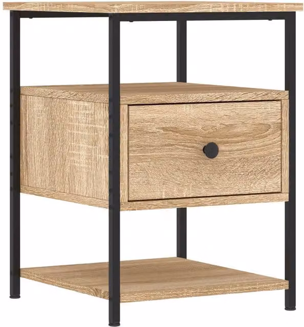 Berkfield Home Sonoma Oak Bedside Cabinet in Light Tan, W/D/H: 40 x 42 x 56 cm