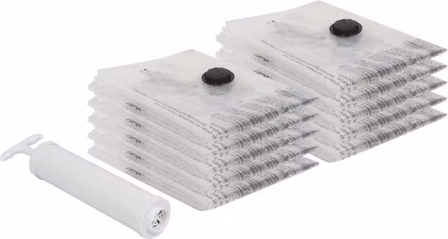 Harbour Housewares Vacuum Storage Bags with Hand Pump, White and Transparent, Size M, Pack of 10