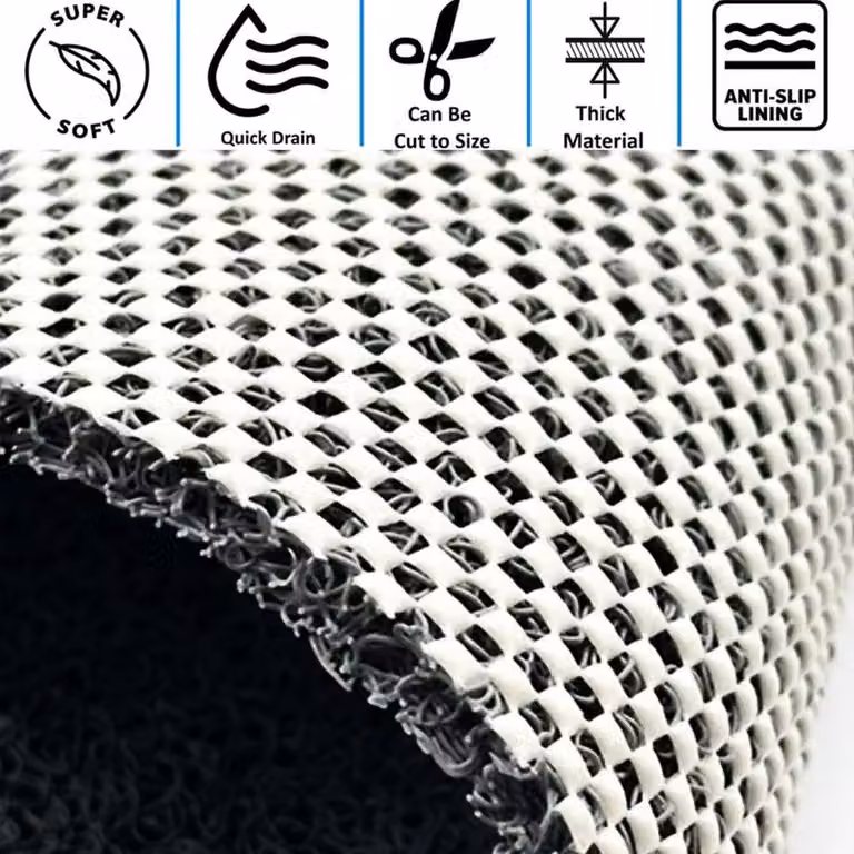 NESTLUNE Non-Slip Anti-Mould Star Corner Shower Mat, Grey, W/D/H: 53 x 53 x 1 cm