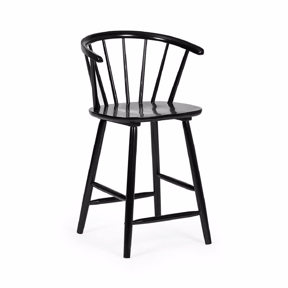 netfurniture Mayfair Black Solid Oak Wood Bar Stool – 3