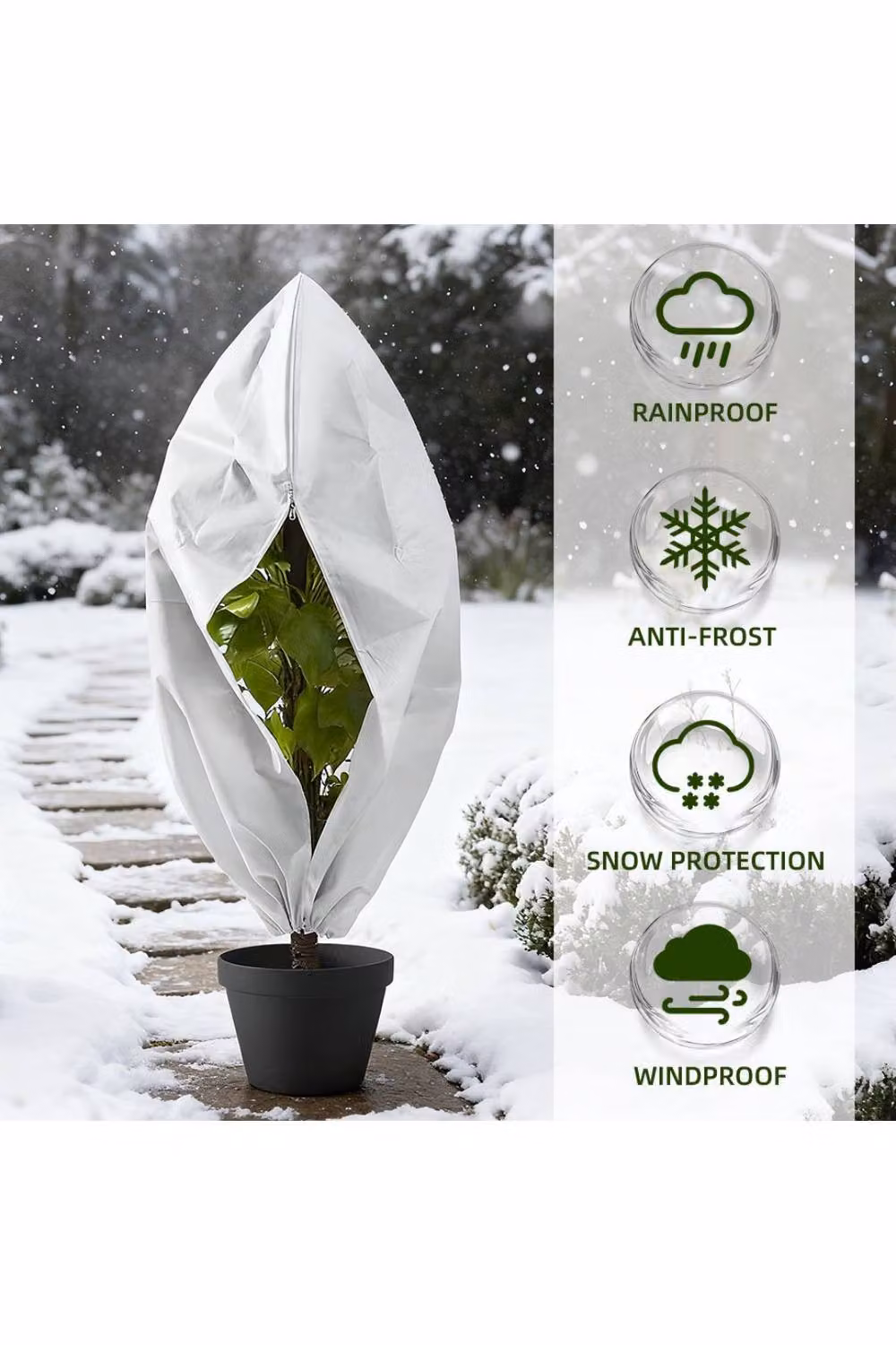 KDMD Heavy Duty Frost Protection Fleece Plant Cover Jacket in White, W/H: 80 x 100 cm – 3