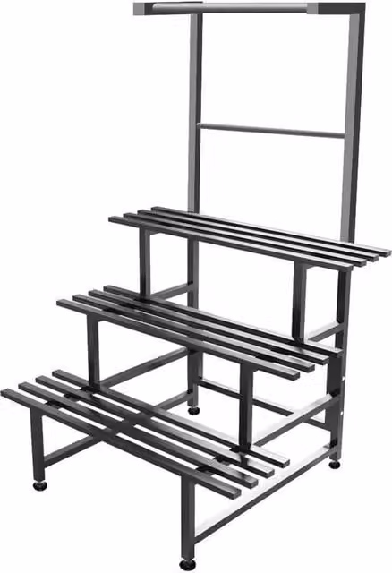 SPETLEK Three Layer Metal Plant Stand in Black, H 154 x W 80 x D 62 cm – 1