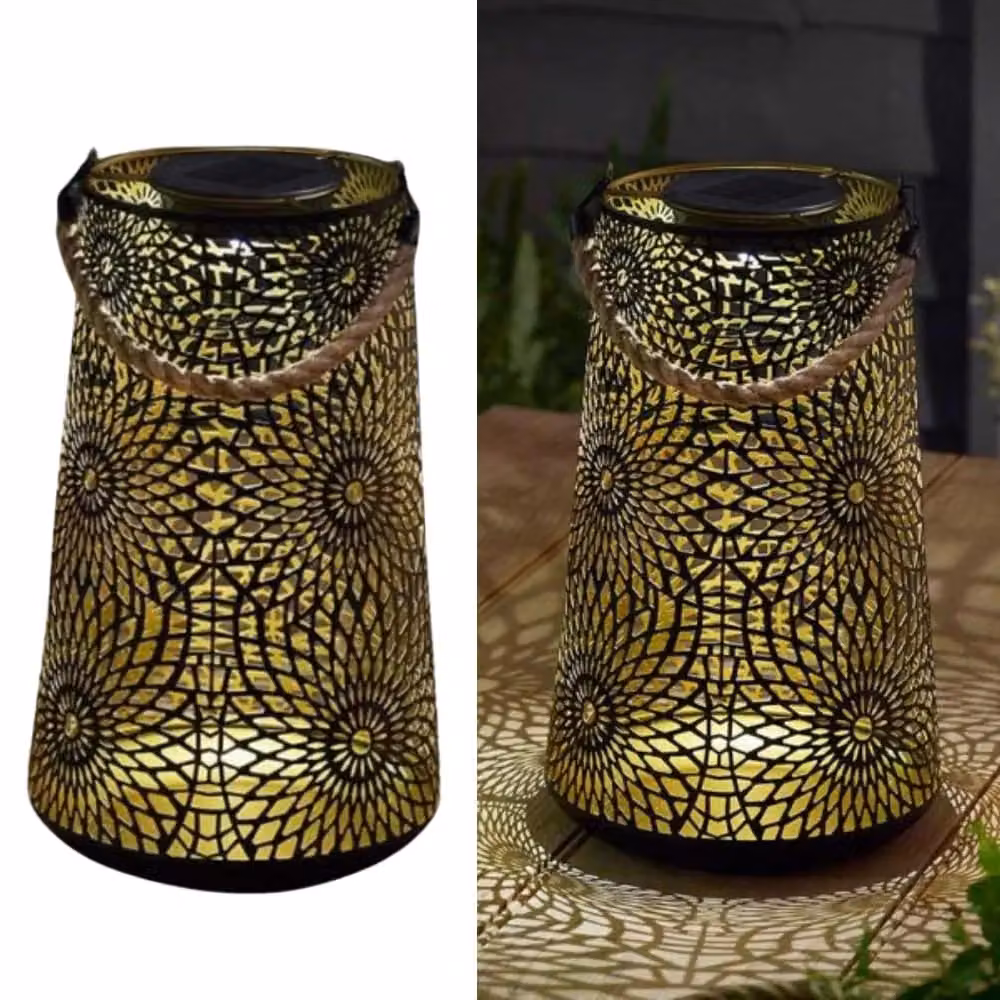 Marco Paul Solar LED Moroccan Garden Lantern in Brown, Height: 24 cm – 4
