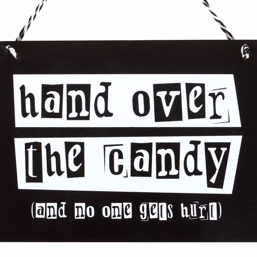 Uniqueful Hand Over the Candy Halloween Hanging Sign in Black and White, W: 15 cm, H: 15 cm – 4