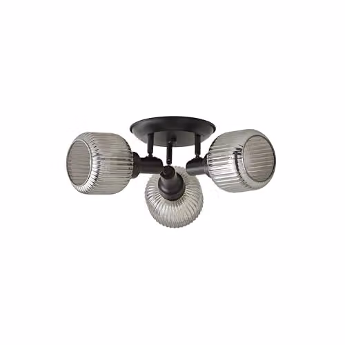 ValueLights Calpe 3 Way Adjustable Ceiling Spotlight with Transparent Glass Shades in Black and Brass, Bulbs Included – 2