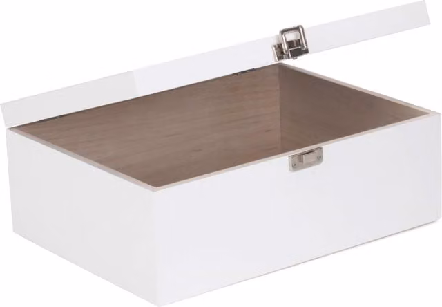 Red Hamper White Solid Wood Storage Box with Lid, Width: 36 cm