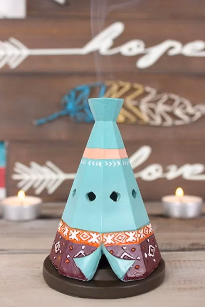 KDMD Boho Ceramic Teepee Incense Cone Holder in Blue – 3