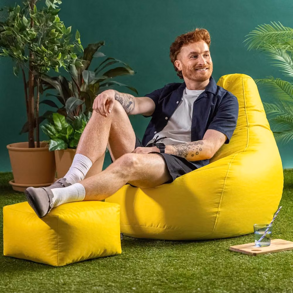Bean Bag Bazaar Outdoor and Indoor Bean Bag with Footstool and Filling in Yellow – 2