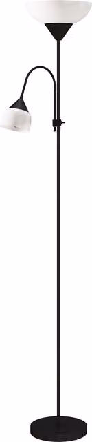 HOMCOM Black LED Floor Lamp with Adjustable Gooseneck and Mother and Child Uplighter Design, Height: 180 cm – 1
