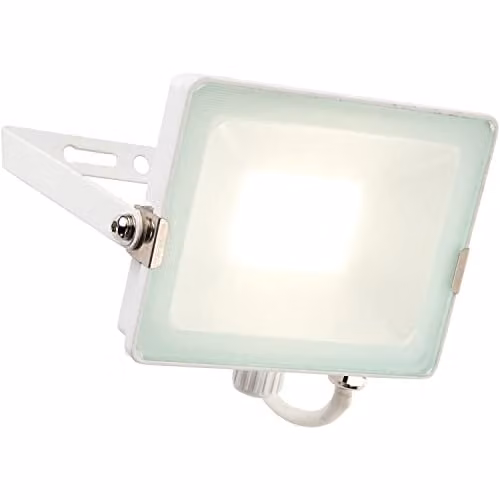 Loops 30W LED Outdoor Waterproof Floodlight, Cool White, Matt White Aluminium and Glass, IP65 Rated, Wall Mounted