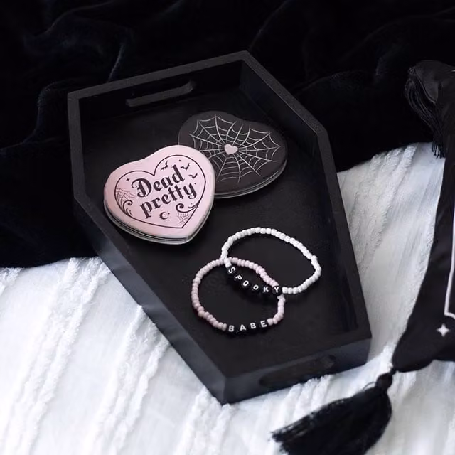Uniqueful Plain Black Coffin Trinket Tray