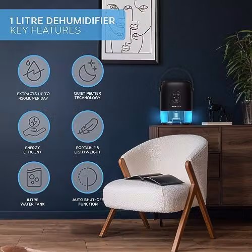 MONHOUSE Premium Electric Dehumidifier with Touch Screen and Nightlight, Black – 2