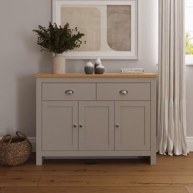GFW Lancaster Grey and Oak 3 Door 2 Drawer Large Sideboard – 2