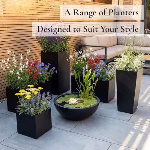Tulipy Galvanised Steel Trough Planter with Liner, Black, L70 x W24 x H24 cm – 5