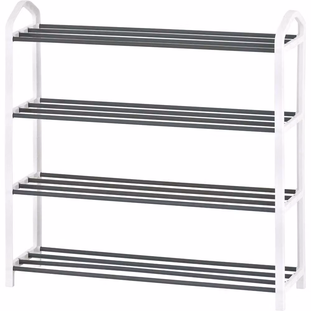 EONLION 4 Tier Black Metal Shoe Storage Rack Footwear Stand Shelf, Width: 50 cm – 2