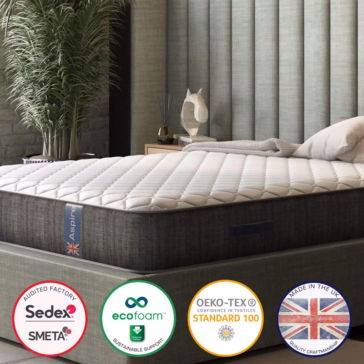Aspire Pocket+ Wool Mattress in a Box, White, Small Double, W/D/H: 120 x 200 cm – 4