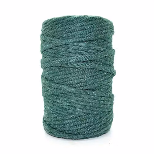 SolaDirect Green Cotton Macrame Cord, 50 m 2 mm Thick Natural Thread Yarn for DIY Crafts and Home Decoration