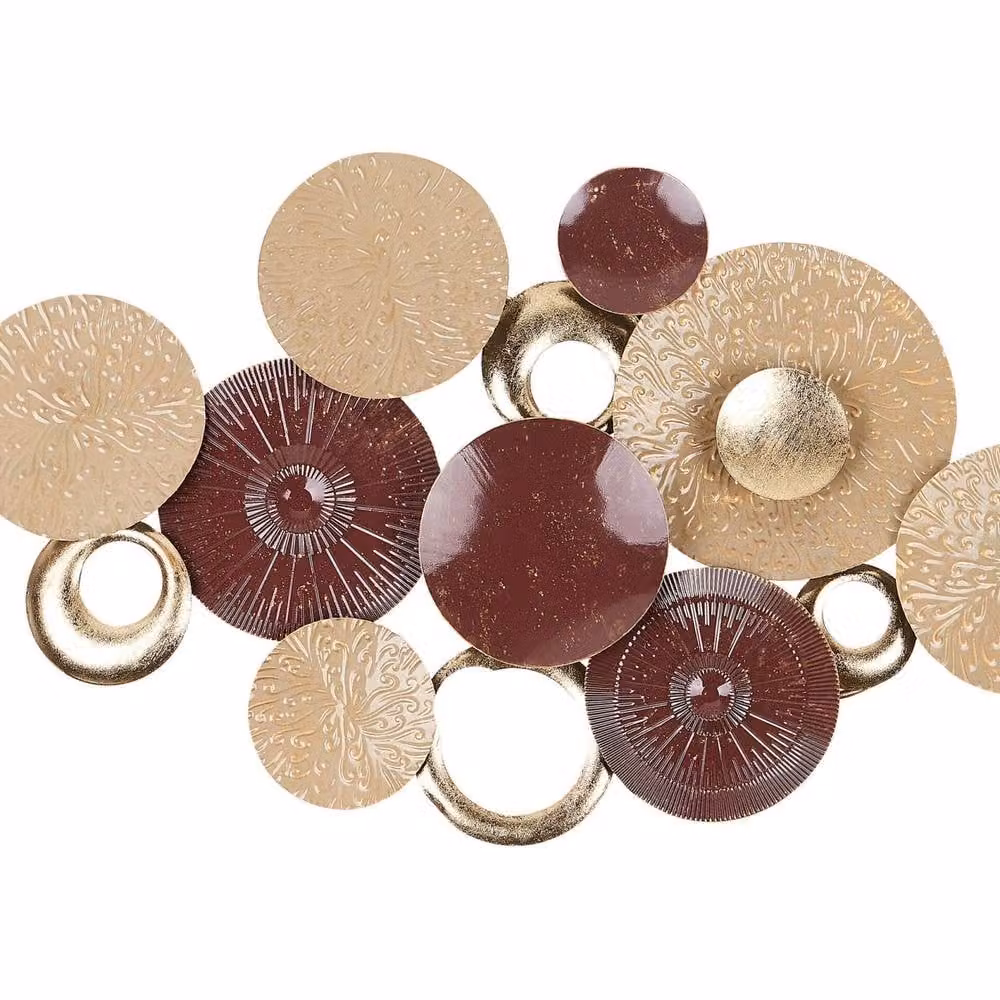 Wyld and Coco Geometric Metal Wall Sculpture in Gold and Brown – 2