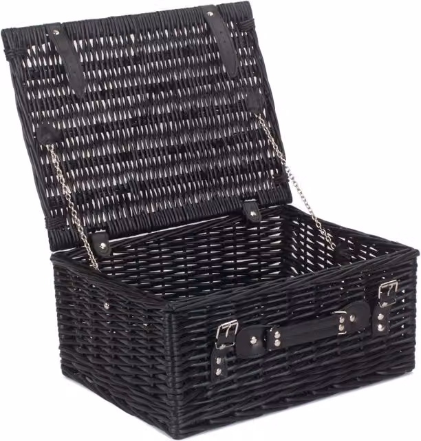 Red Wicker Picnic Basket with Black Willow Detail – 1