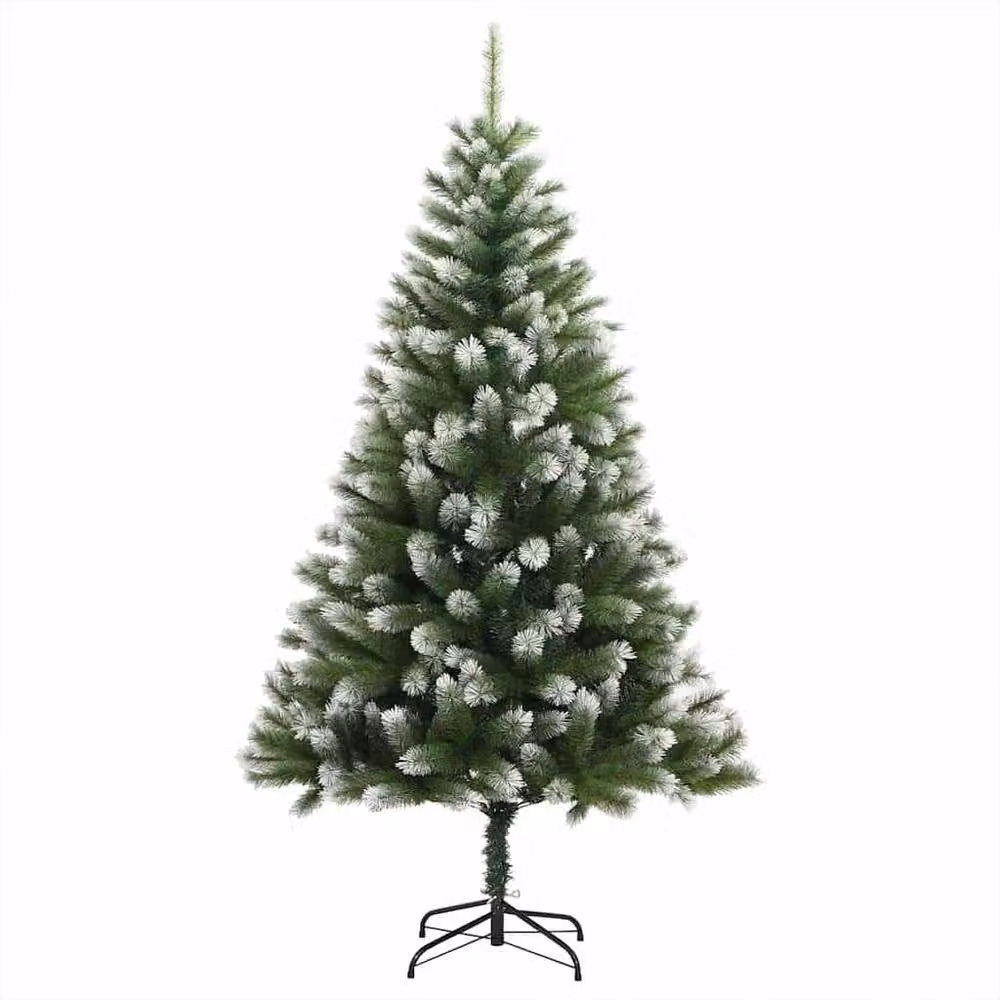 Berkfield Home Artificial Hinged Christmas Tree with Flocked Snow, Green, Height: 150 cm – 2