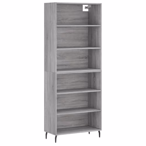 vidaXL Modern Grey Highboard with Internal Shelves and Open Shelf, W/D/H: 69.5 x 32.5 x 180 cm