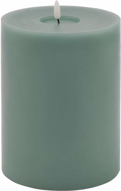 Lemon Pavilion Luxe Collection Melt Effect LED Wax Pillar Candle in Sage Light Green, W15 x D15 x H20 cm