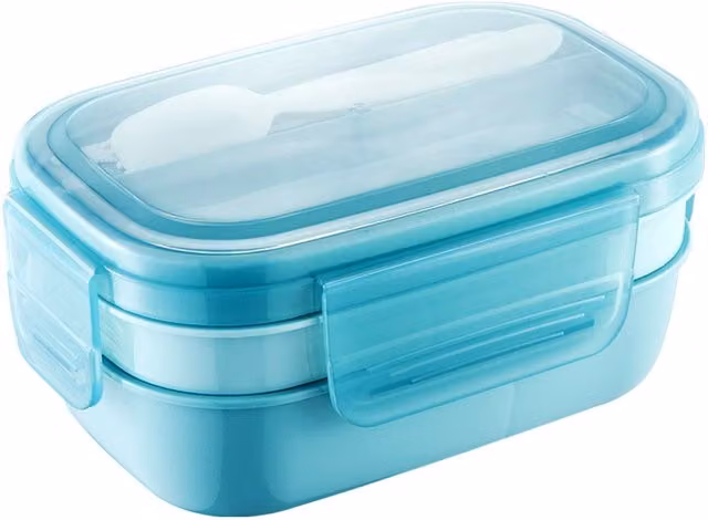 Xample Blue Bento Box Lunch Set with Microwave Safe Snap Lid for Kids and Adults – 1