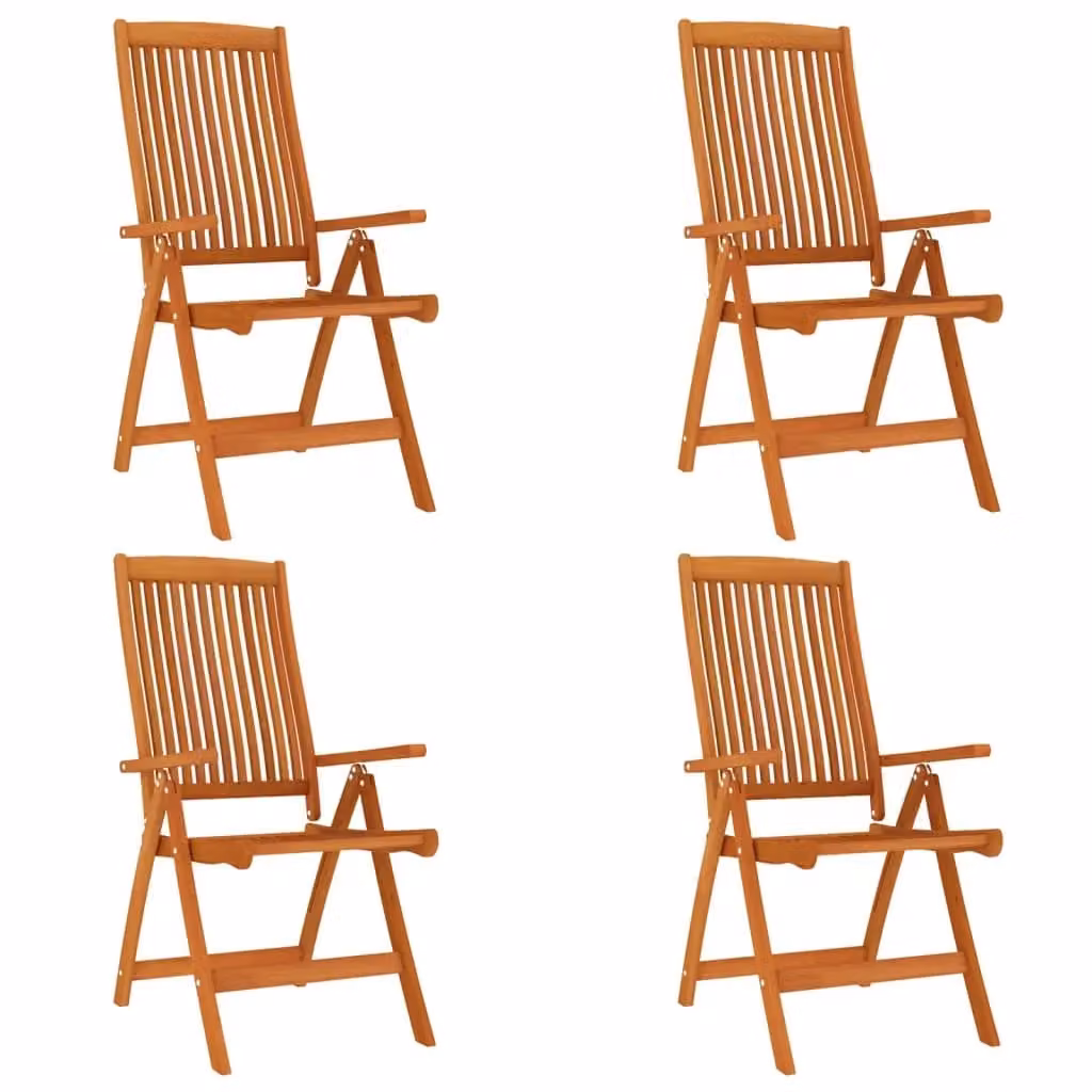 Berkfield Home Set of 4 Folding Garden Chairs in Brown Solid Eucalyptus Wood