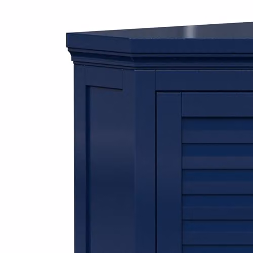 Teamson Home Glancy Wall Mounted Corner Cabinet with Faux Louvered Hinged Doors, Blue, H: 61.0 cm, W: 38.1 cm, D: 38.1 cm – 3