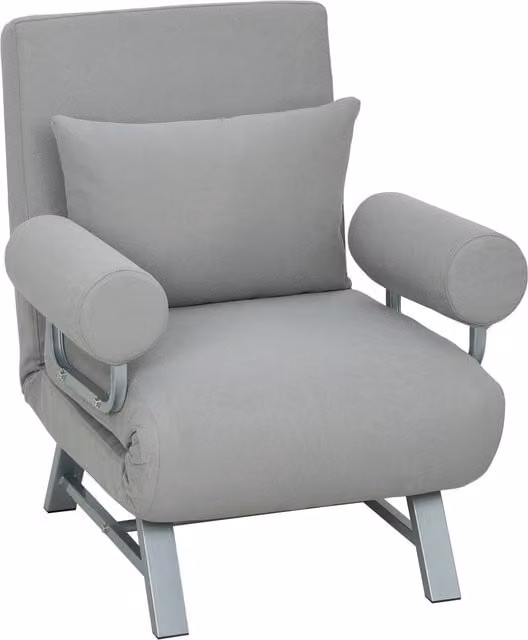 HOMCOM 3-in-1 Convertible Single Sofa Bed with Adjustable Backrest and Removable Armrests, Grey