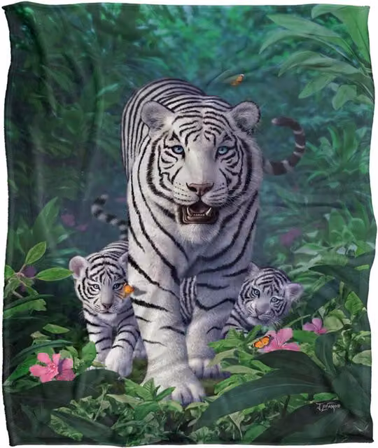 JQ Licensing White Tiger and Cubs Silky Touch Super Soft Throw Blanket, W: 152 cm, D: 127 cm – 6