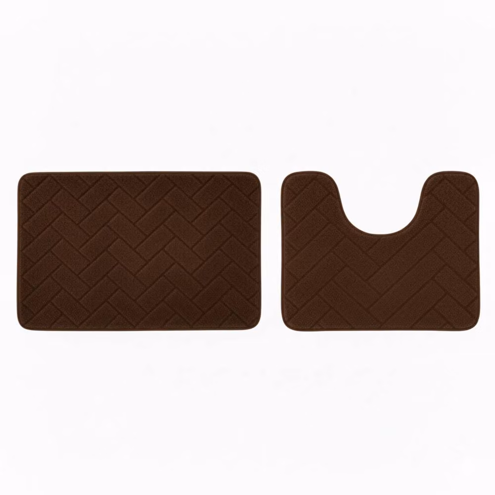 Snug City City Block Design Memory Foam Bath Mat Set in Brown, W: 50 cm x D: 80 cm – 2