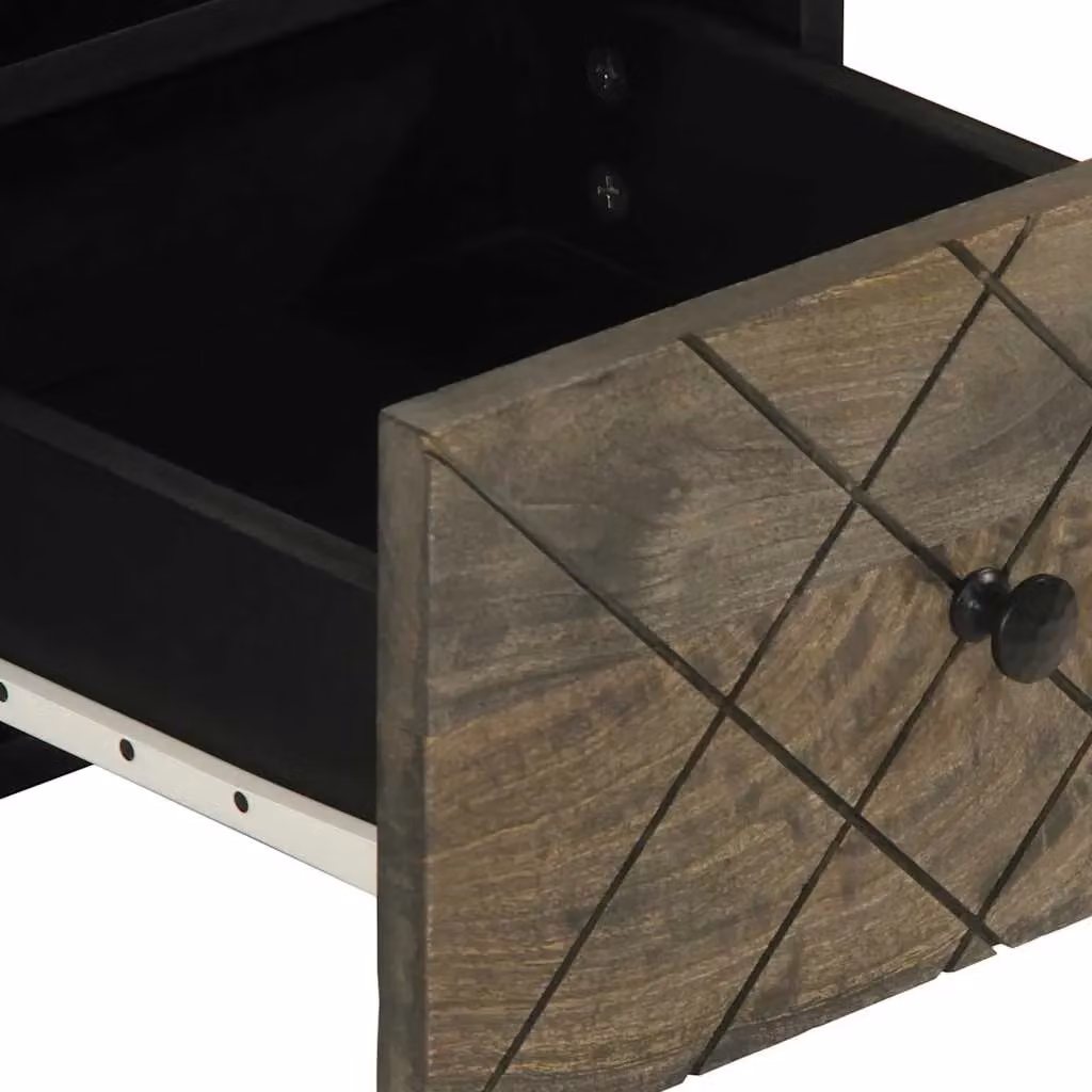 Berkfield Home Black Mango Wood TV Cabinet W/D/H: 70 x 33 x 46 cm – 4