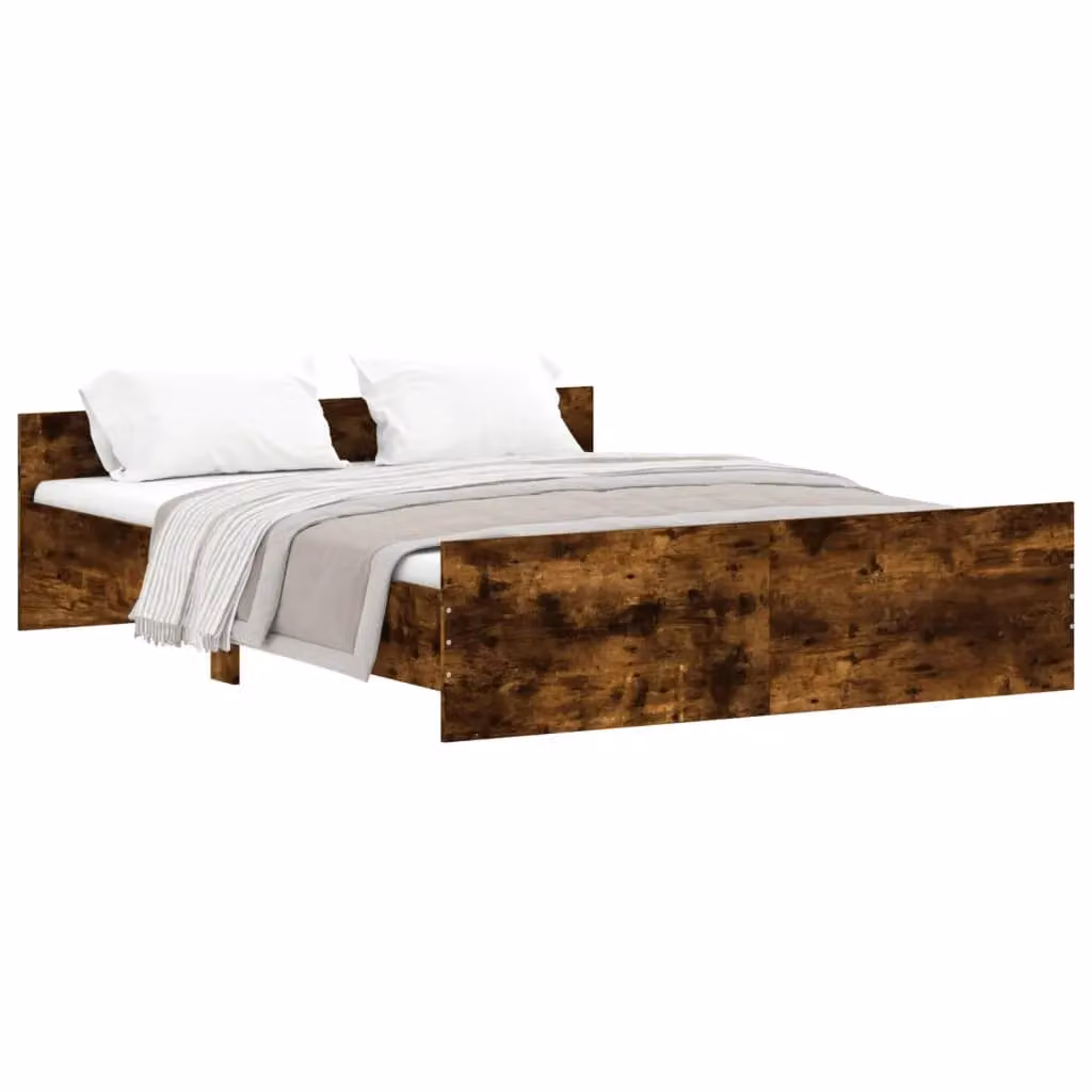Berkfield Home King Size Bed Frame with Headboard and Footboard in Smoked Oak Brown, W: 150 cm, D: 200 cm – 2